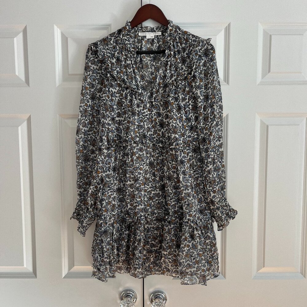 Veronica Beard Savile Floral Silk Dress - Ecru Multi US 2